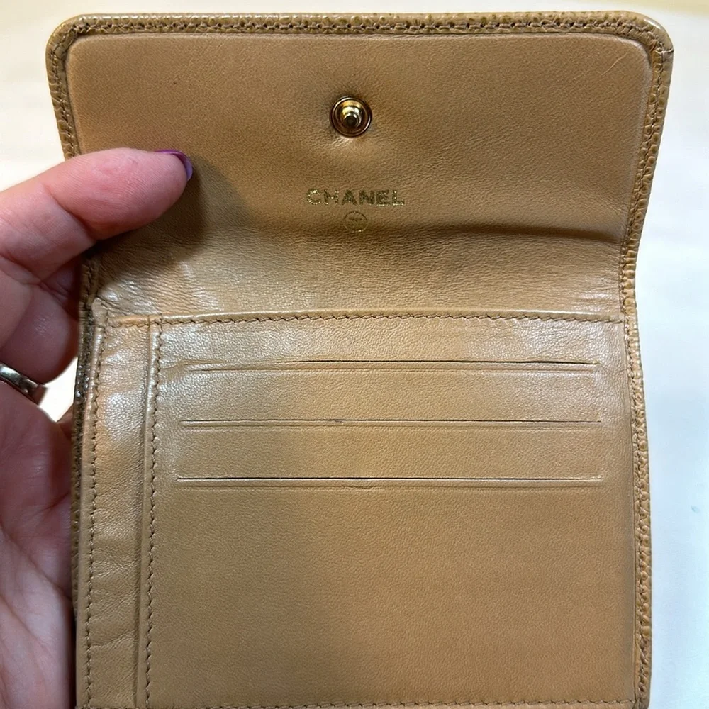CHANEL CC Caviar Small Wallet Tan w/Serial Sticker 2002-2003 - Picture 10 of 14